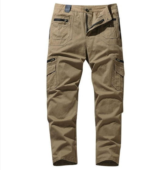 Double thigh zipper pocket straight-leg cargo pants