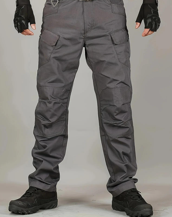 Double thigh zipper pocket straight-leg cargo pants