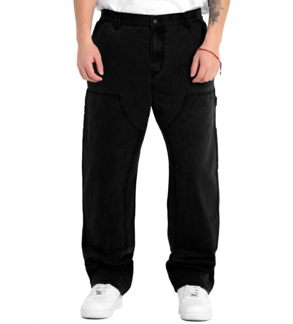 Double thigh zipper pocket straight-leg cargo pants